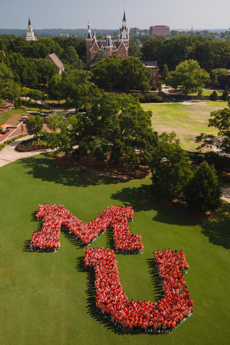 Mercer University students forming the Mercer M